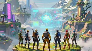 Футуристические воины выбирают зону сражения в топ бесплатных Battle-Royale игр 2026 года